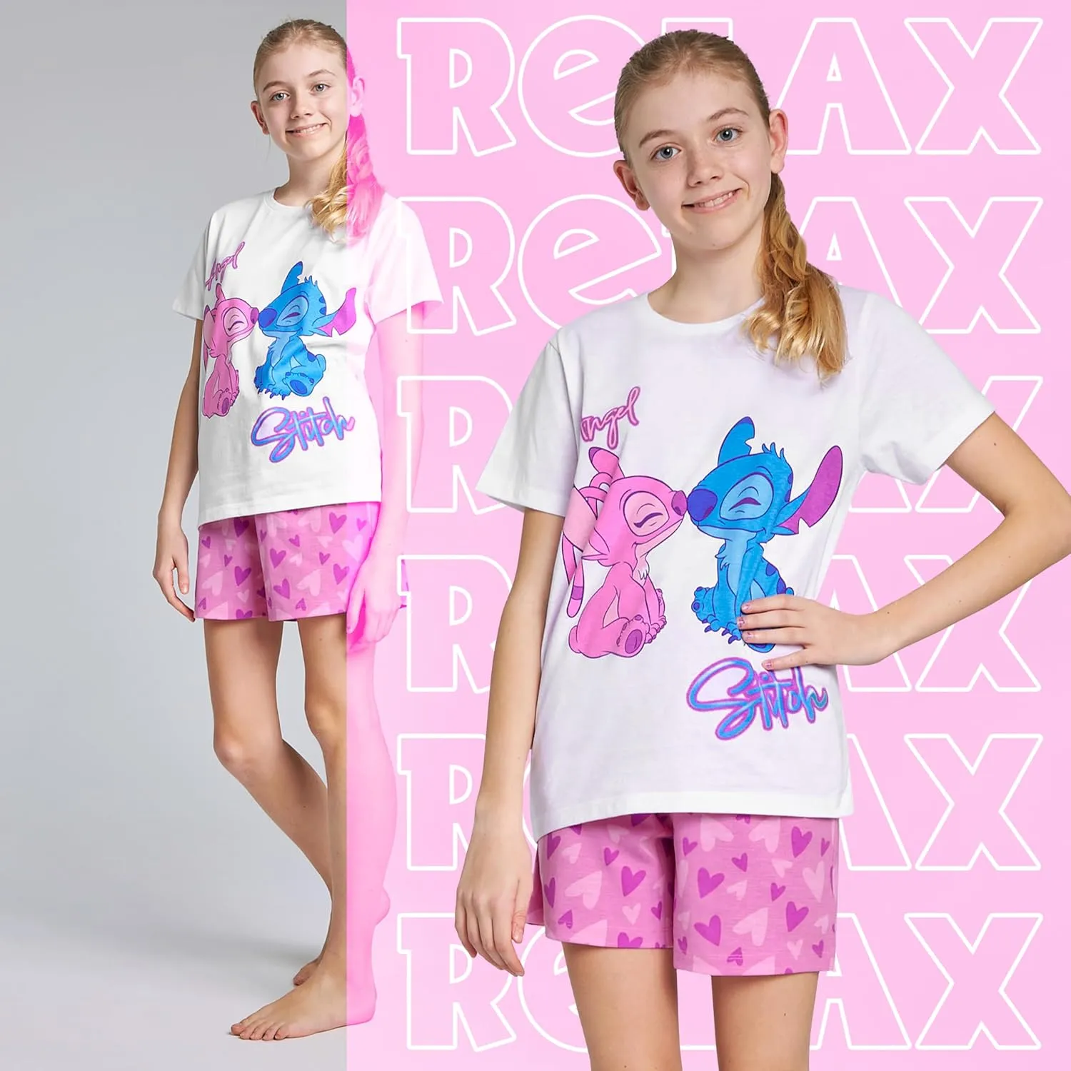 Disney Stitch Girls Short Pajama Sets, Cozy Breathable Loungewear - Stitch Gifts