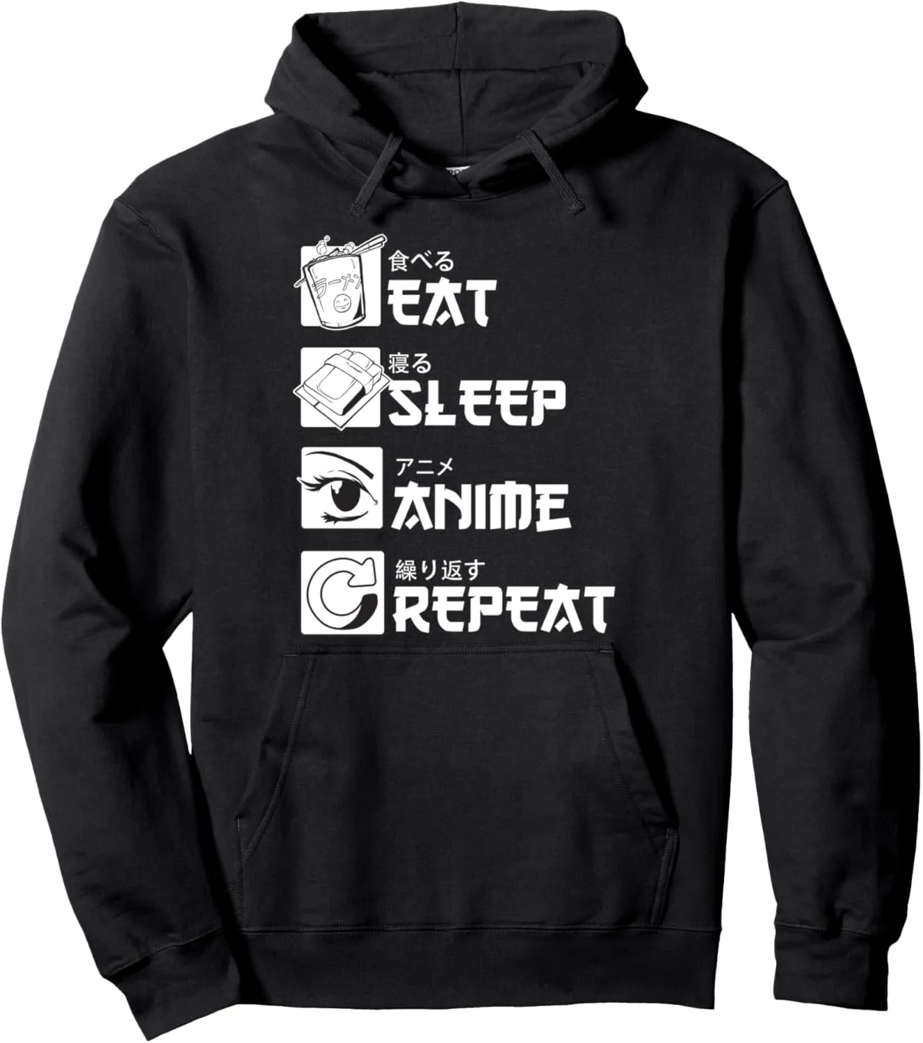 Eat Sleep Anime Repeat Kawaii Shirt Women Tees Mens Graphic Pullover Hoodie