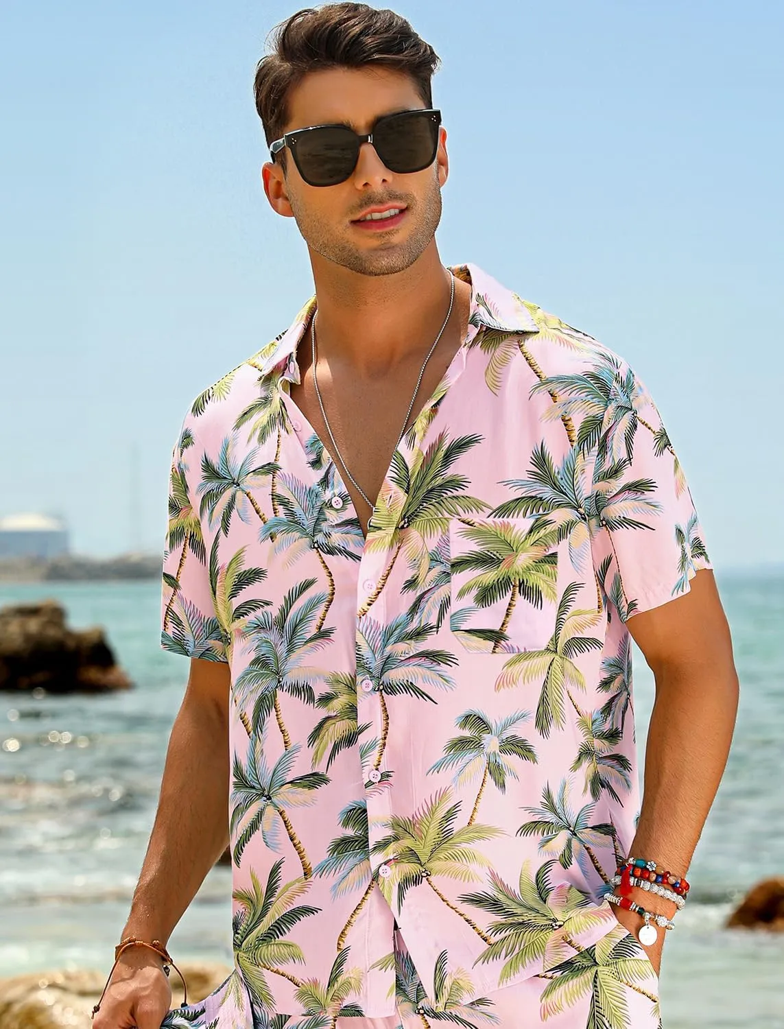 EISHOPEER Hawaiian Shirt for Men Short Sleeve Button Down Floral Tropical Holiday Beach Shirts S-3XL