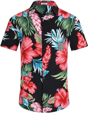 EISHOPEER Hawaiian Shirt for Men Short Sleeve Button Down Floral Tropical Holiday Beach Shirts S-3XL