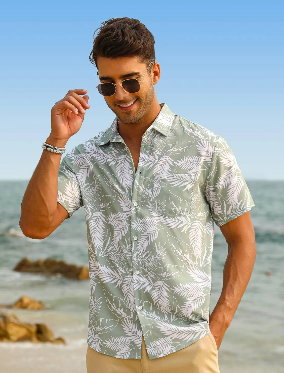 EISHOPEER Hawaiian Shirt for Men Short Sleeve Button Down Floral Tropical Holiday Beach Shirts S-3XL