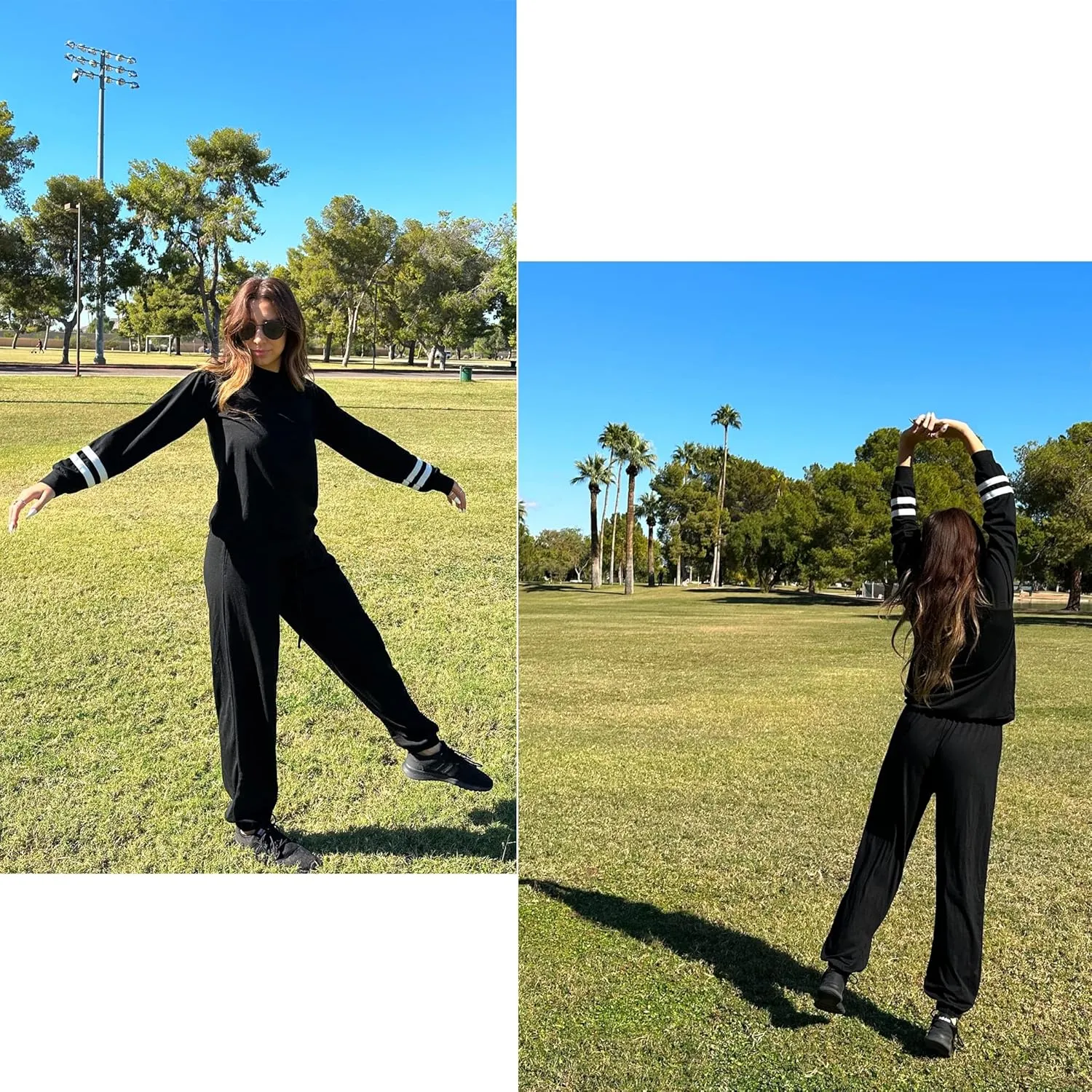 Ekouaer Sweatsuits Womens Loungewear Set Tracksuit Long Sleeve Pajamas Set with Pockets 2 Piece Outfits Lounge Sets