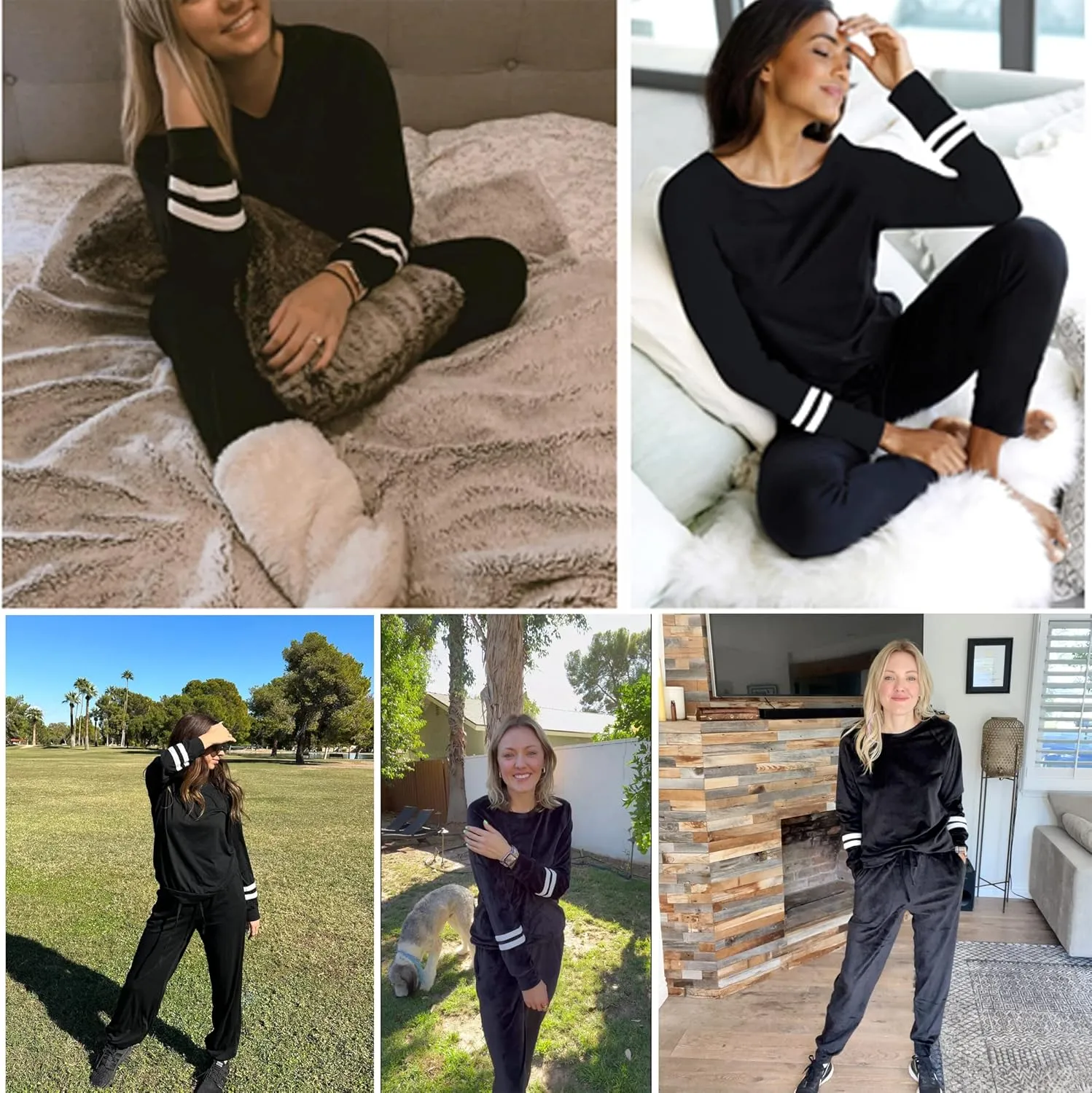 Ekouaer Sweatsuits Womens Loungewear Set Tracksuit Long Sleeve Pajamas Set with Pockets 2 Piece Outfits Lounge Sets