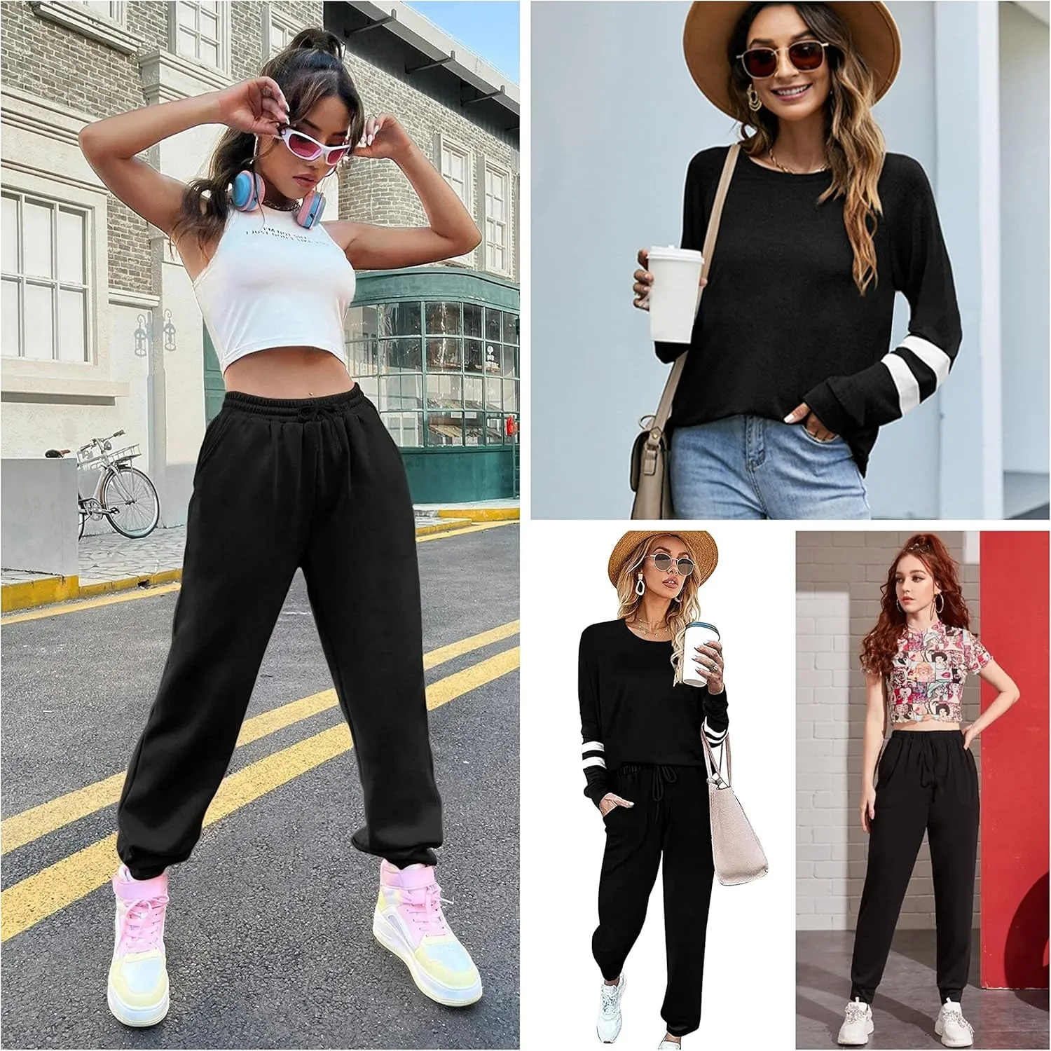 Ekouaer Sweatsuits Womens Loungewear Set Tracksuit Long Sleeve Pajamas Set with Pockets 2 Piece Outfits Lounge Sets