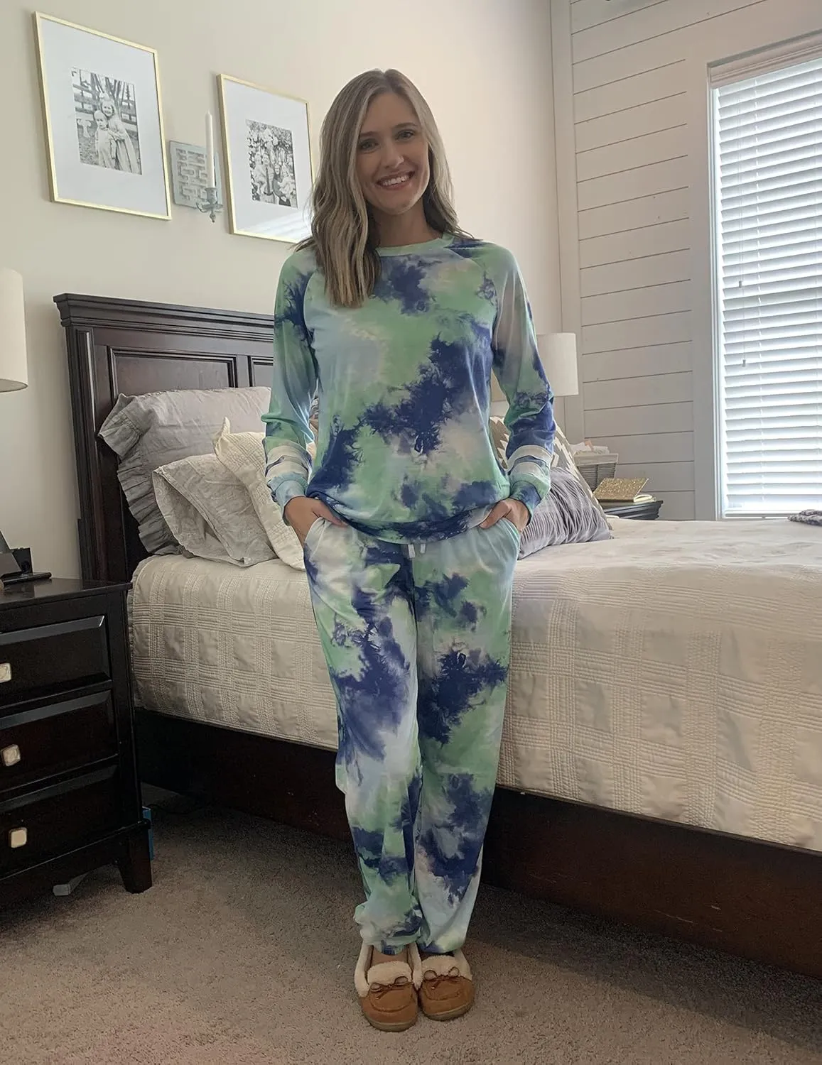 Ekouaer Sweatsuits Womens Loungewear Set Tracksuit Long Sleeve Pajamas Set with Pockets 2 Piece Outfits Lounge Sets