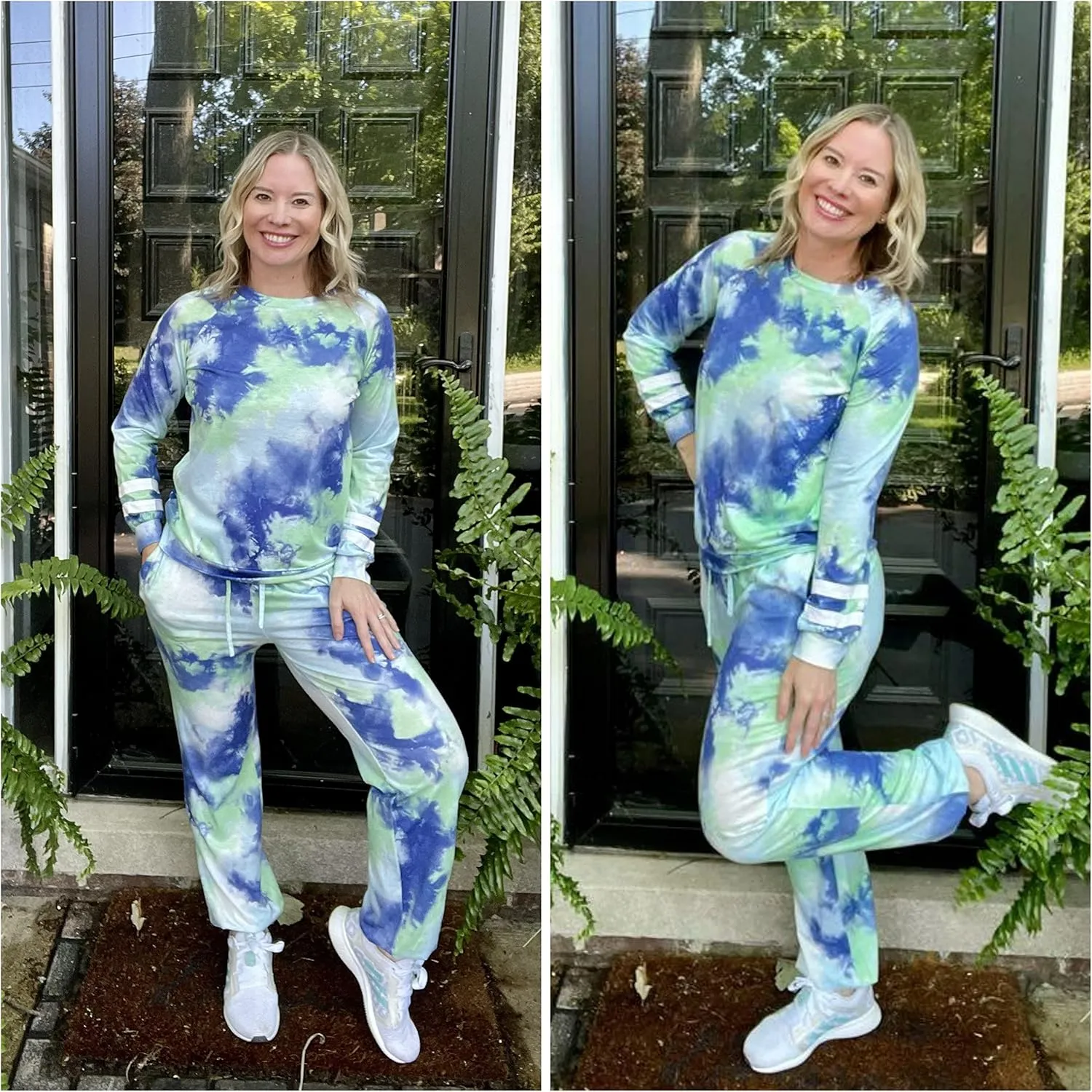 Ekouaer Sweatsuits Womens Loungewear Set Tracksuit Long Sleeve Pajamas Set with Pockets 2 Piece Outfits Lounge Sets