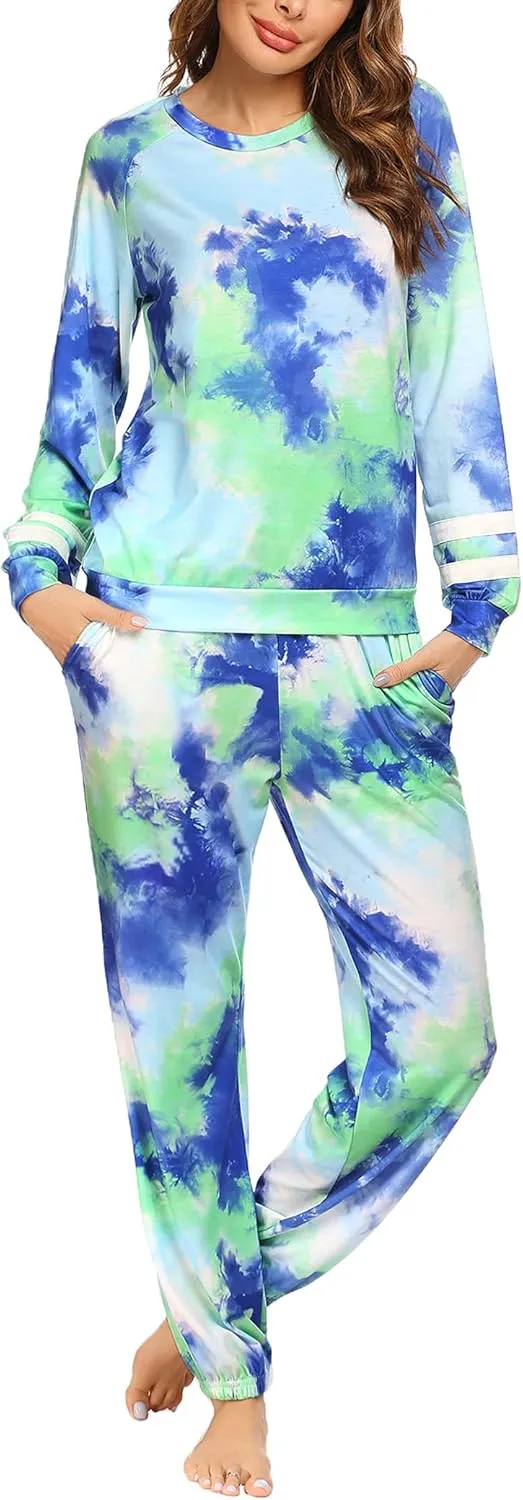 Ekouaer Sweatsuits Womens Loungewear Set Tracksuit Long Sleeve Pajamas Set with Pockets 2 Piece Outfits Lounge Sets