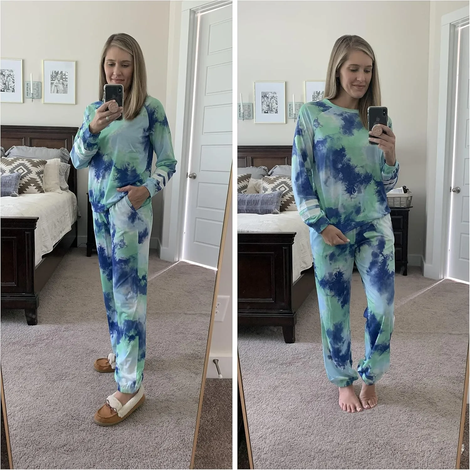 Ekouaer Sweatsuits Womens Loungewear Set Tracksuit Long Sleeve Pajamas Set with Pockets 2 Piece Outfits Lounge Sets