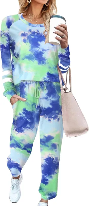 Ekouaer Sweatsuits Womens Loungewear Set Tracksuit Long Sleeve Pajamas Set with Pockets 2 Piece Outfits Lounge Sets