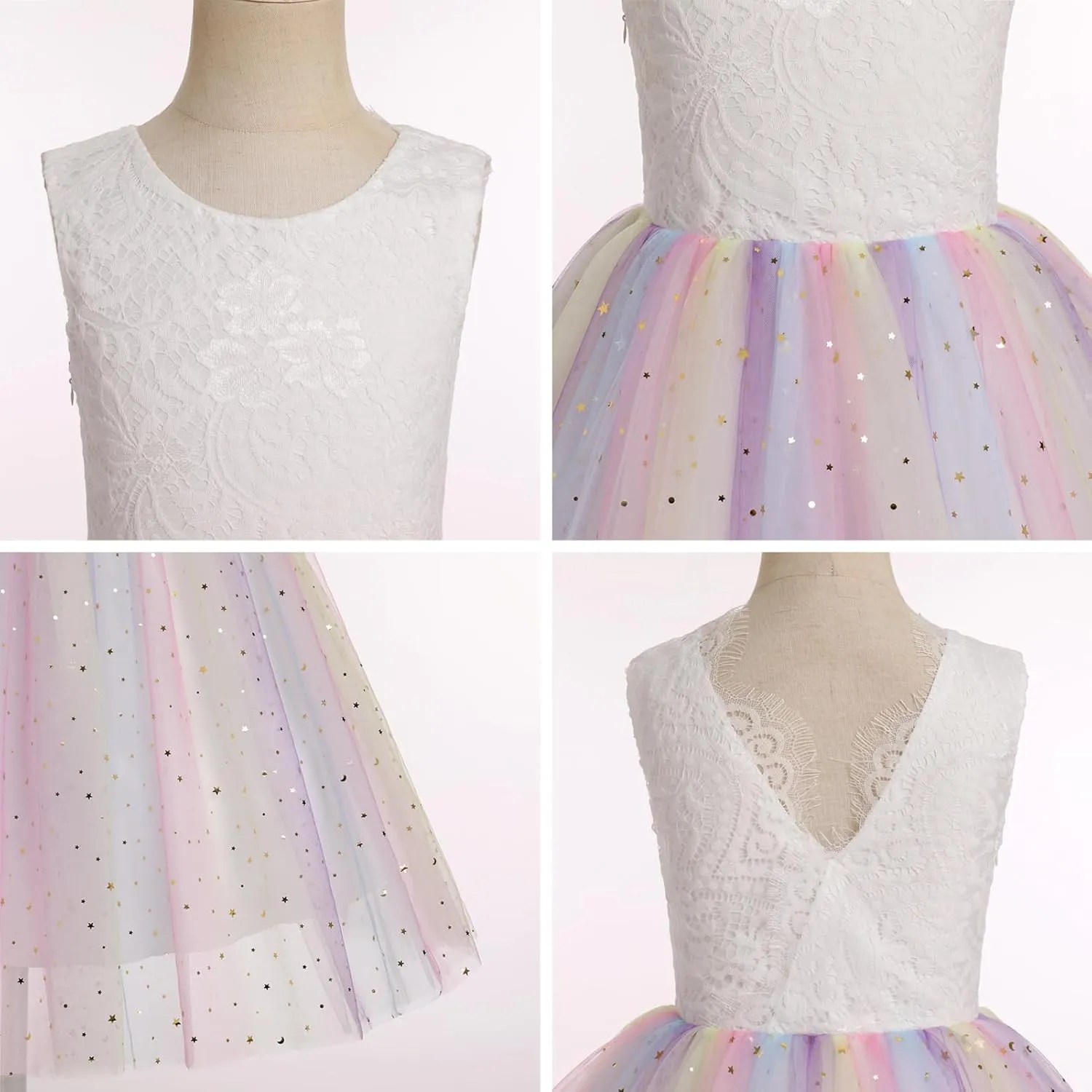 Flower Girl Dress Princess Sleeveless Floral Embroidered Kids Summer Wedding Pageant Birthday Tutu Tulle Dress