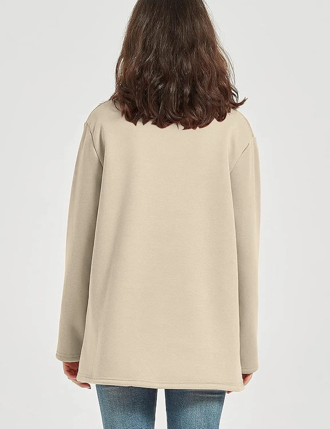 Flygo Women's Winter Warm Sherpa Lined Fleece Crewneck Sweatshirt Pullover Loungewear Tunic Tops