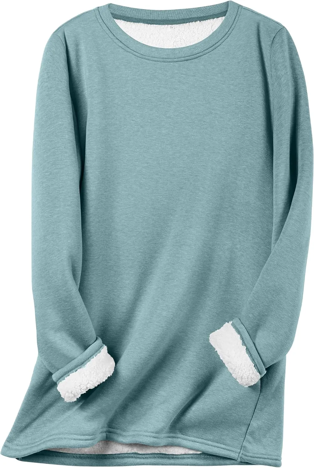 Flygo Women's Winter Warm Sherpa Lined Fleece Crewneck Sweatshirt Pullover Loungewear Tunic Tops