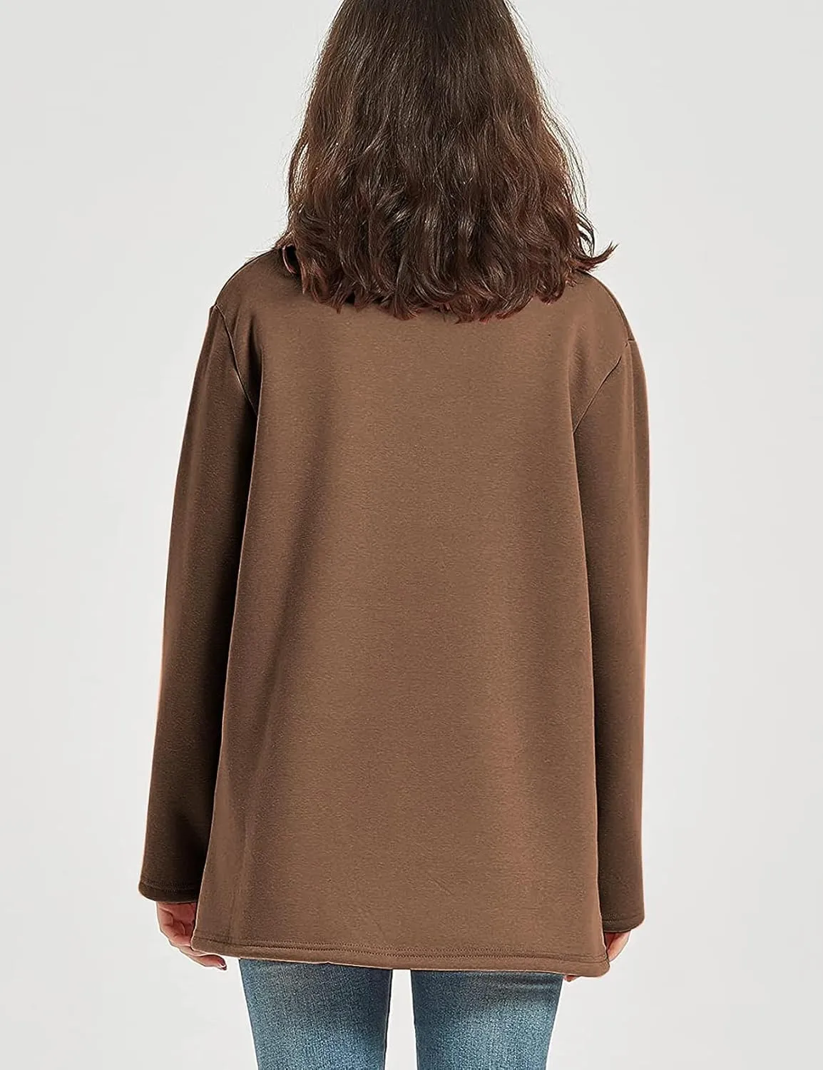 Flygo Women's Winter Warm Sherpa Lined Fleece Crewneck Sweatshirt Pullover Loungewear Tunic Tops