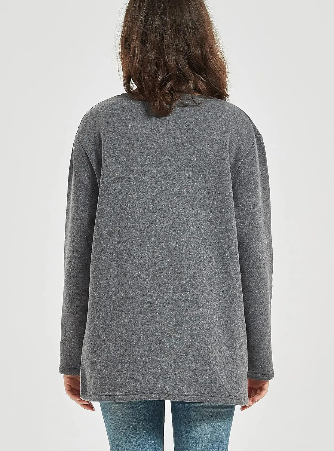 Flygo Women's Winter Warm Sherpa Lined Fleece Crewneck Sweatshirt Pullover Loungewear Tunic Tops