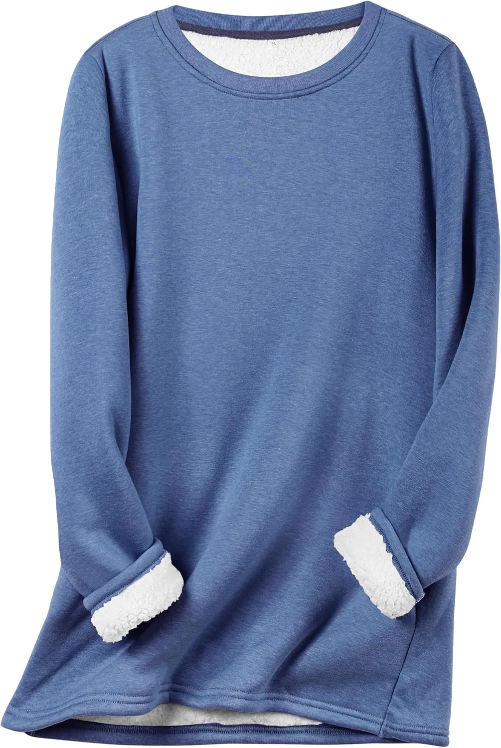 Flygo Women's Winter Warm Sherpa Lined Fleece Crewneck Sweatshirt Pullover Loungewear Tunic Tops