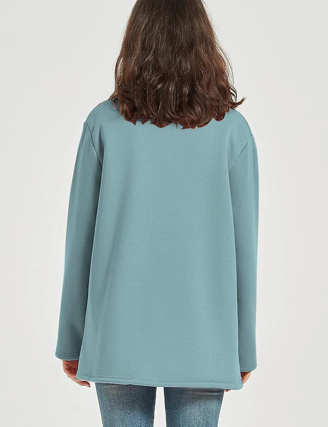 Flygo Women's Winter Warm Sherpa Lined Fleece Crewneck Sweatshirt Pullover Loungewear Tunic Tops