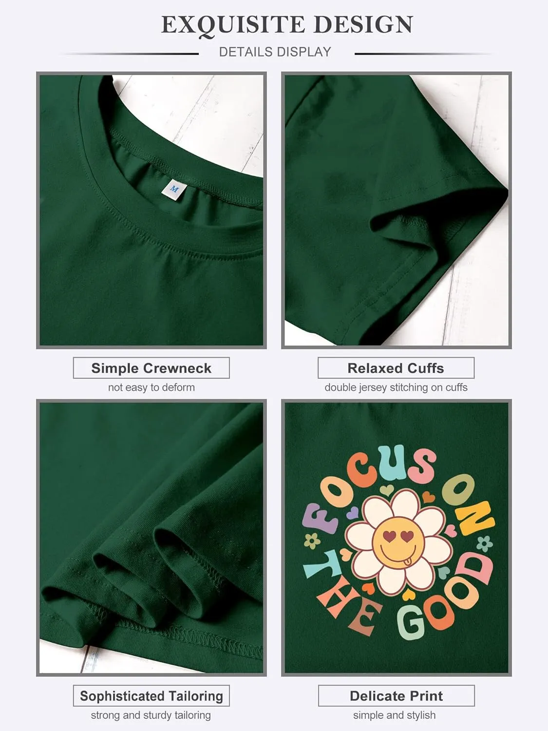 Focus On The Good Oversized Graphic T-Shirts Women Daisy Cute Flower Trendy Girls Preppy Shirt
