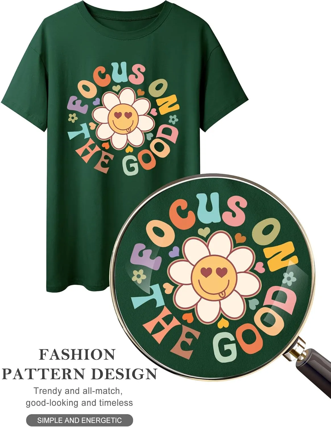 Focus On The Good Oversized Graphic T-Shirts Women Daisy Cute Flower Trendy Girls Preppy Shirt