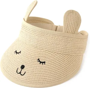 FURTALK Kids Toddler Straw Sun Visor Hat Wide Brim Beach Hat for Girls Boys