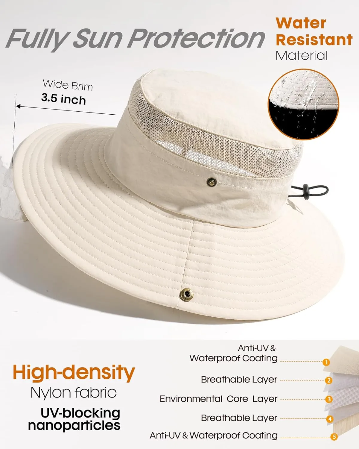 FURTALK Sun Hats for Women with Ponytail Hole Beach Hiking Summer Wide Brim Outdoor UV Protection Packable Bucket Safari Hat