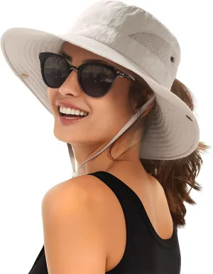FURTALK Womens Sun Hat with Ponytail Hole Beach Hiking Summer Wide Brim UPF 80  Outdoor Protection Foldable Bucket Hat