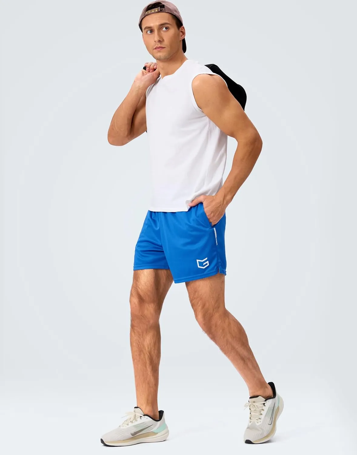 G Gradual Men's Gym Shorts 5"/7"/10" with Zipper Pockets Basketball Athletic Mesh Quick Dry Shorts for Workout Running Tennis
