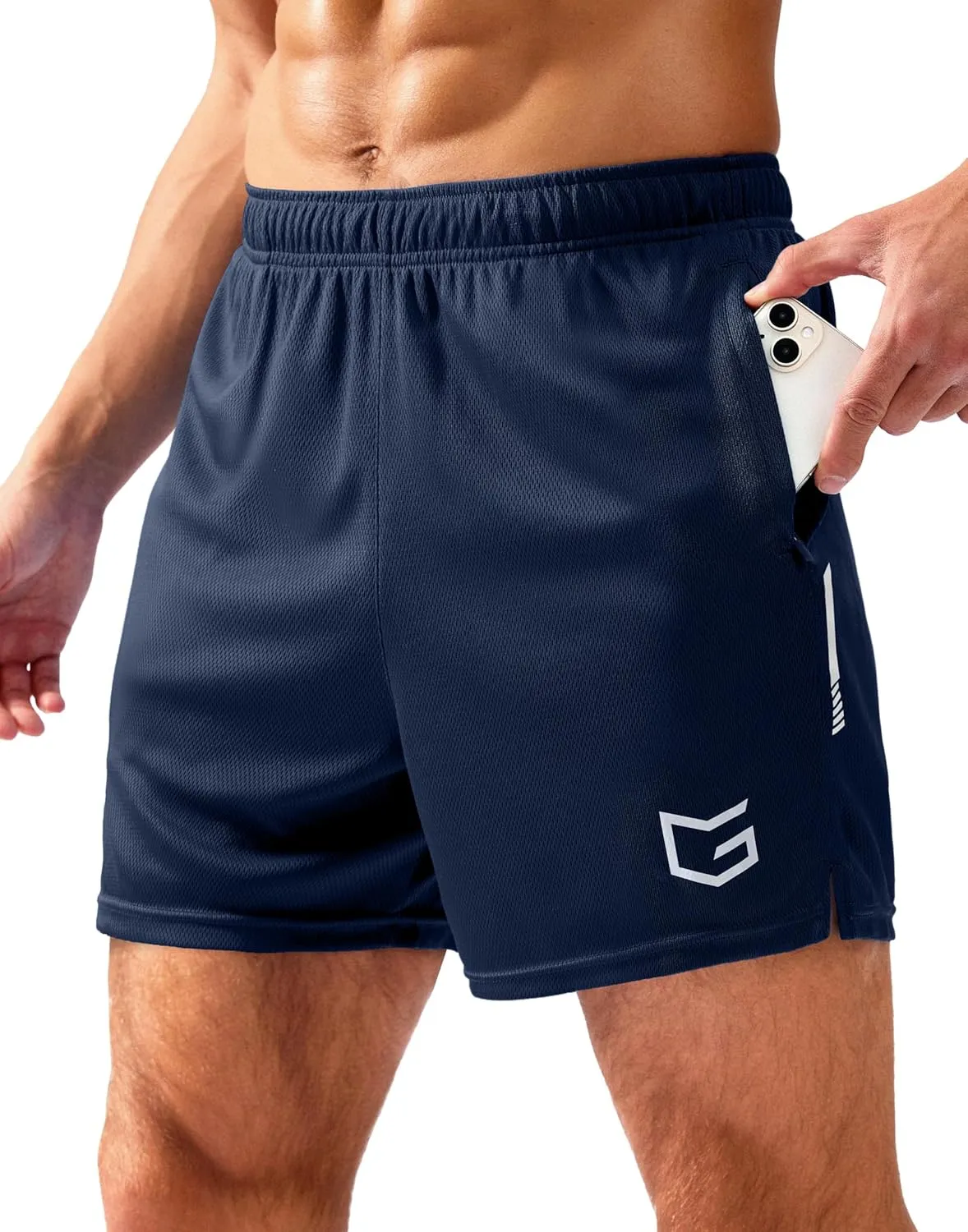 G Gradual Men's Gym Shorts 5"/7"/10" with Zipper Pockets Basketball Athletic Mesh Quick Dry Shorts for Workout Running Tennis