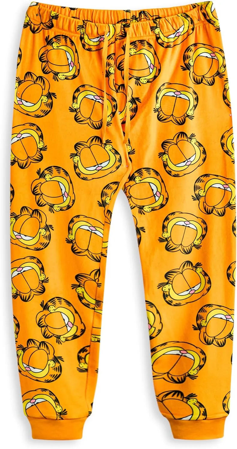 Garfield Kids 2 Piece Pyjama Set | Velour Fleece Children's Orange Lazy Cat Long Leg Bottoms & Long Sleeve Night Top
