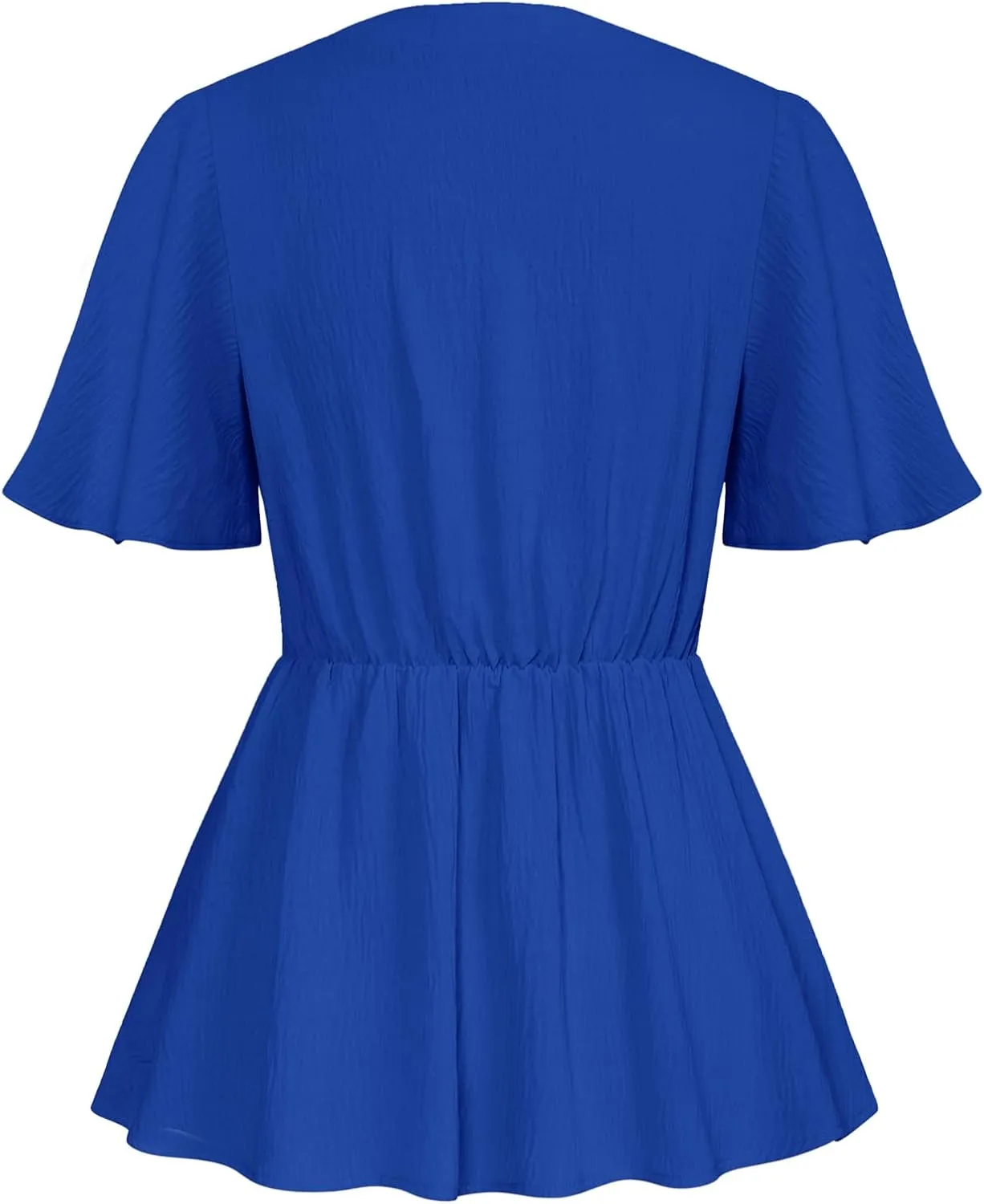 GRACE KARIN 2024 Women's Elegant V Neck Peplum Tops Tie Front Short Bell Sleeve Shirts Tops Blouse