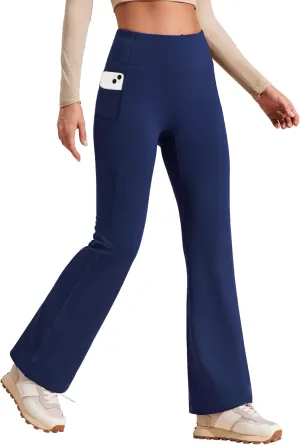 Heathyoga Fleece Lined Pants Women Yoga Pants with Pockets for Women Thermal Pants High Waist Flare Leggings for Winter