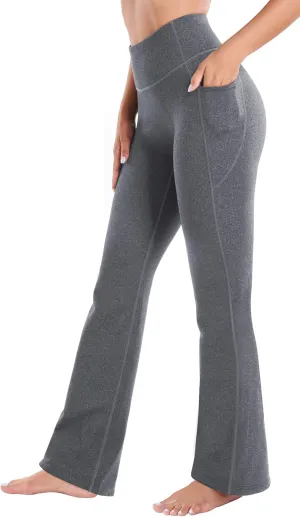 Heathyoga Fleece Lined Pants Women Yoga Pants with Pockets for Women Thermal Pants High Waist Flare Leggings for Winter