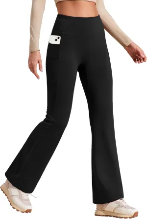 Heathyoga Fleece Lined Pants Women Yoga Pants with Pockets for Women Thermal Pants High Waist Flare Leggings for Winter