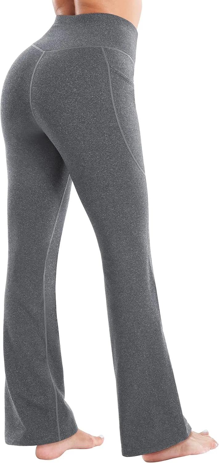 Heathyoga Fleece Lined Pants Women Yoga Pants with Pockets for Women Thermal Pants High Waist Flare Leggings for Winter