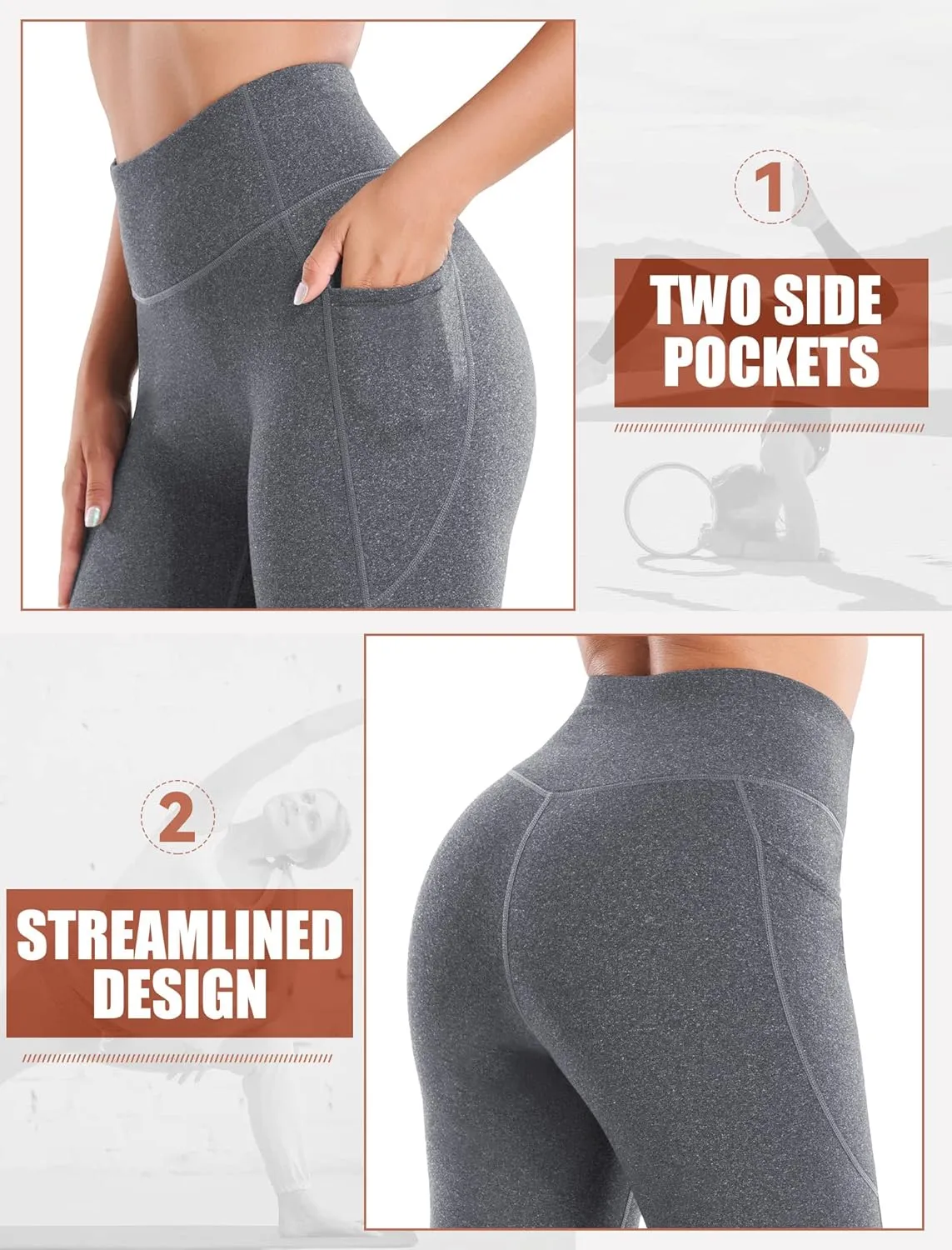 Heathyoga Fleece Lined Pants Women Yoga Pants with Pockets for Women Thermal Pants High Waist Flare Leggings for Winter