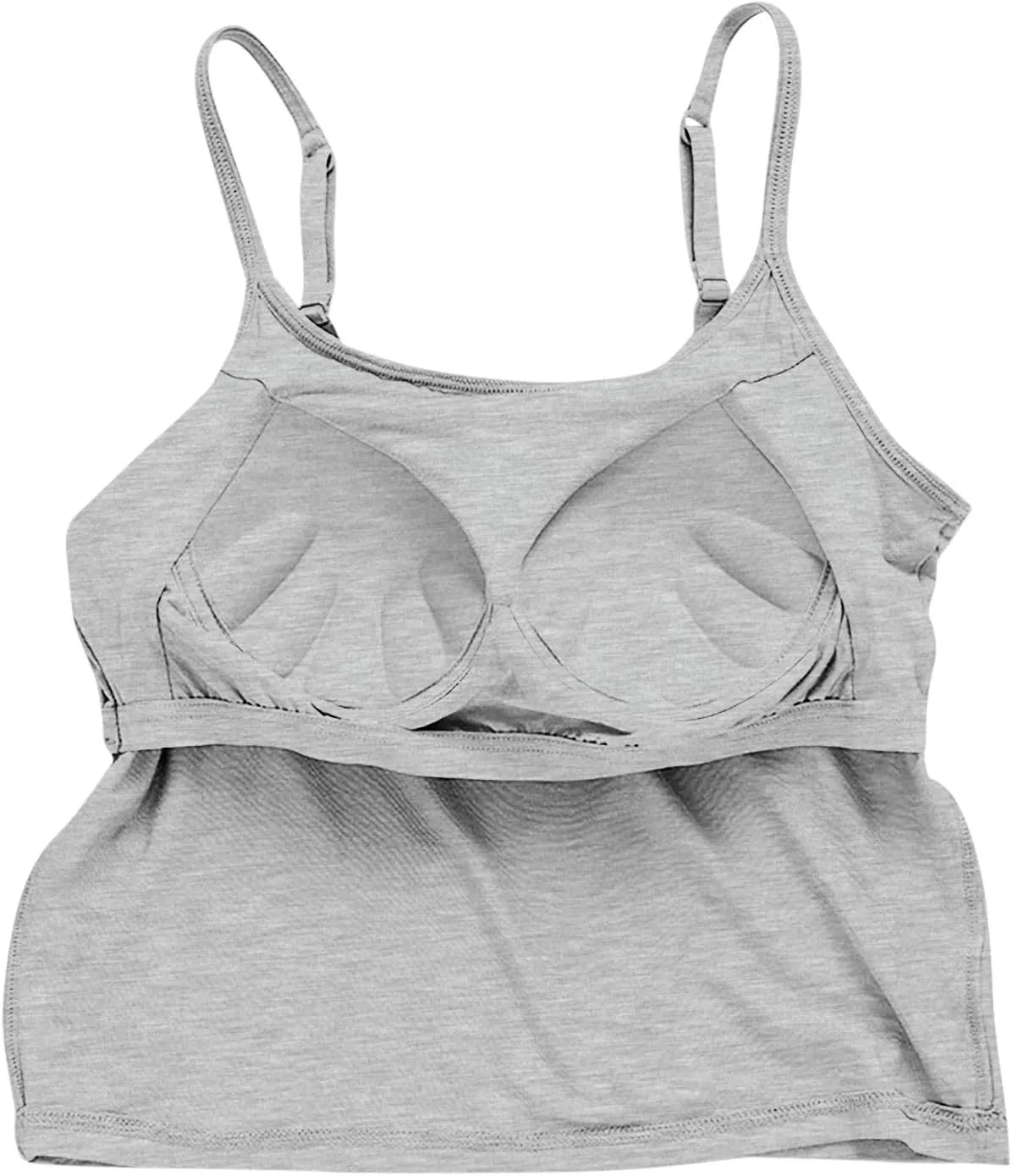 HGps8w Bulit-in-Bra Crop Tank Top for Women Spaghetti Straps Sleeveless Basic Undershirts Casual Summer Camisole Pajama Tops