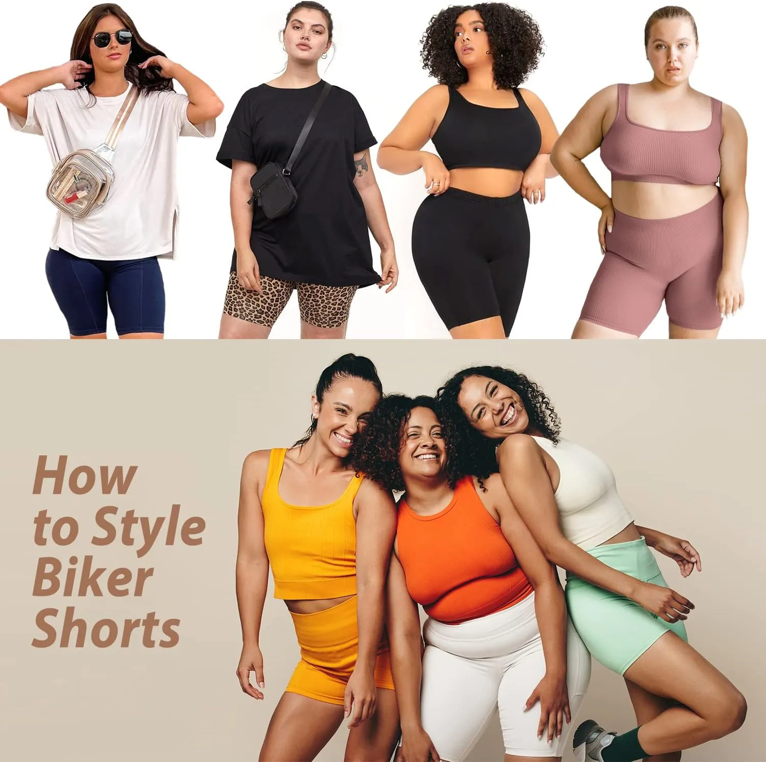 Hi Clasmix 3 Pack Plus Size Biker Shorts for Women(1X-4X)-High Waisted Non-See Through Workout Super Soft Black Yoga Shorts