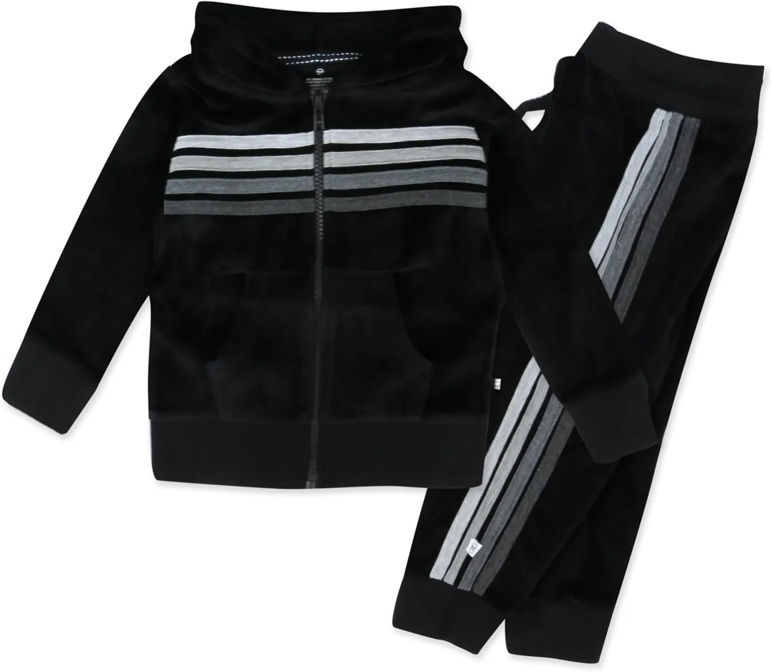 HonestBaby Velour Pullover Hoodie and Zip Front Sweatshirt and Jogger Sweatpants Set