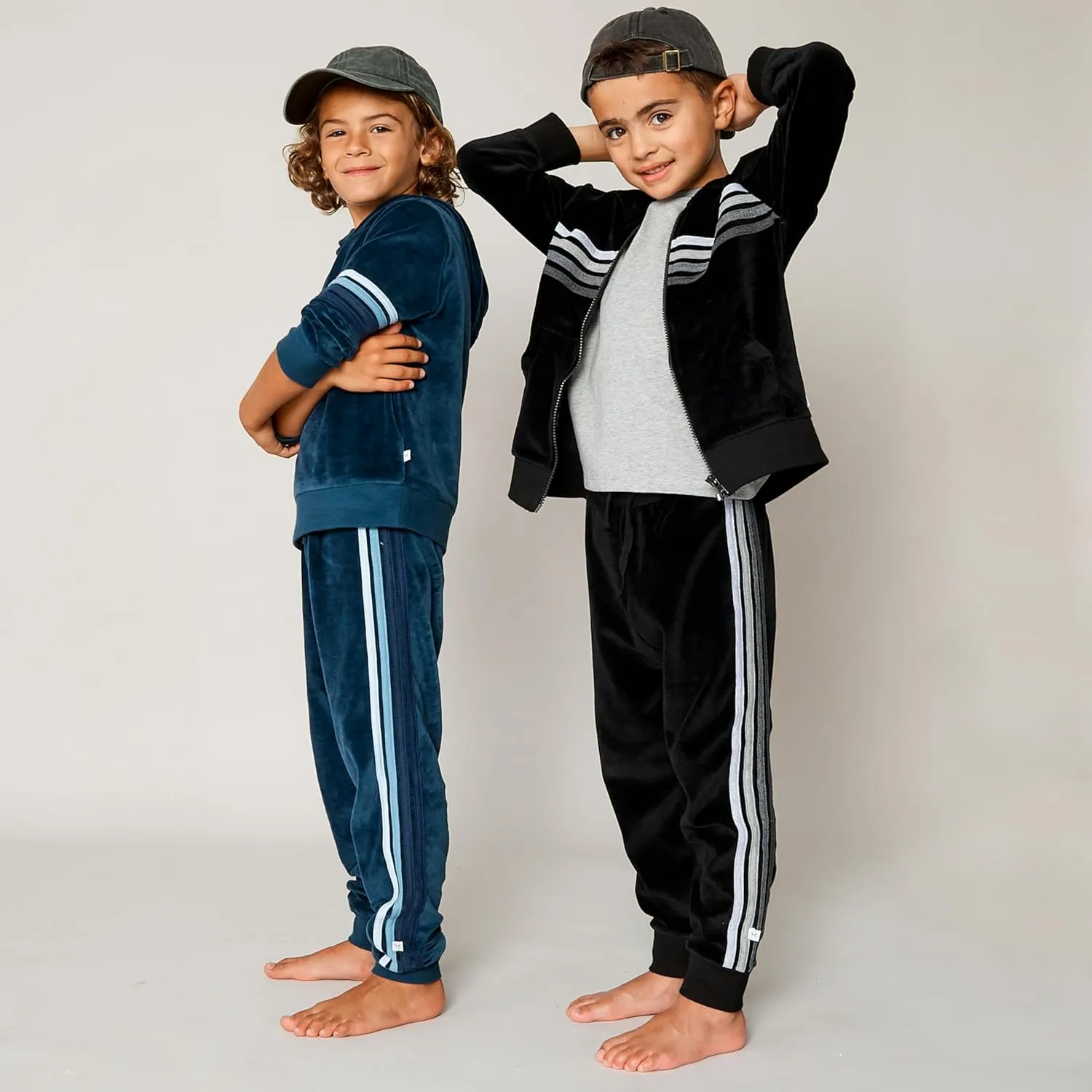 HonestBaby Velour Pullover Hoodie and Zip Front Sweatshirt and Jogger Sweatpants Set