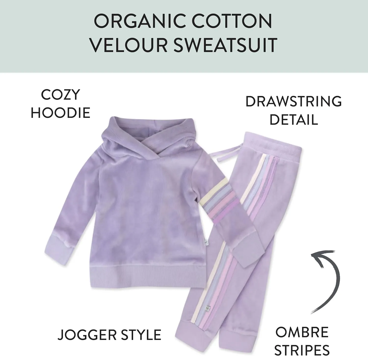 HonestBaby Velour Pullover Hoodie and Zip Front Sweatshirt and Jogger Sweatpants Set