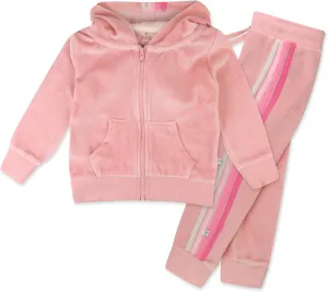 HonestBaby Velour Pullover Hoodie and Zip Front Sweatshirt and Jogger Sweatpants Set