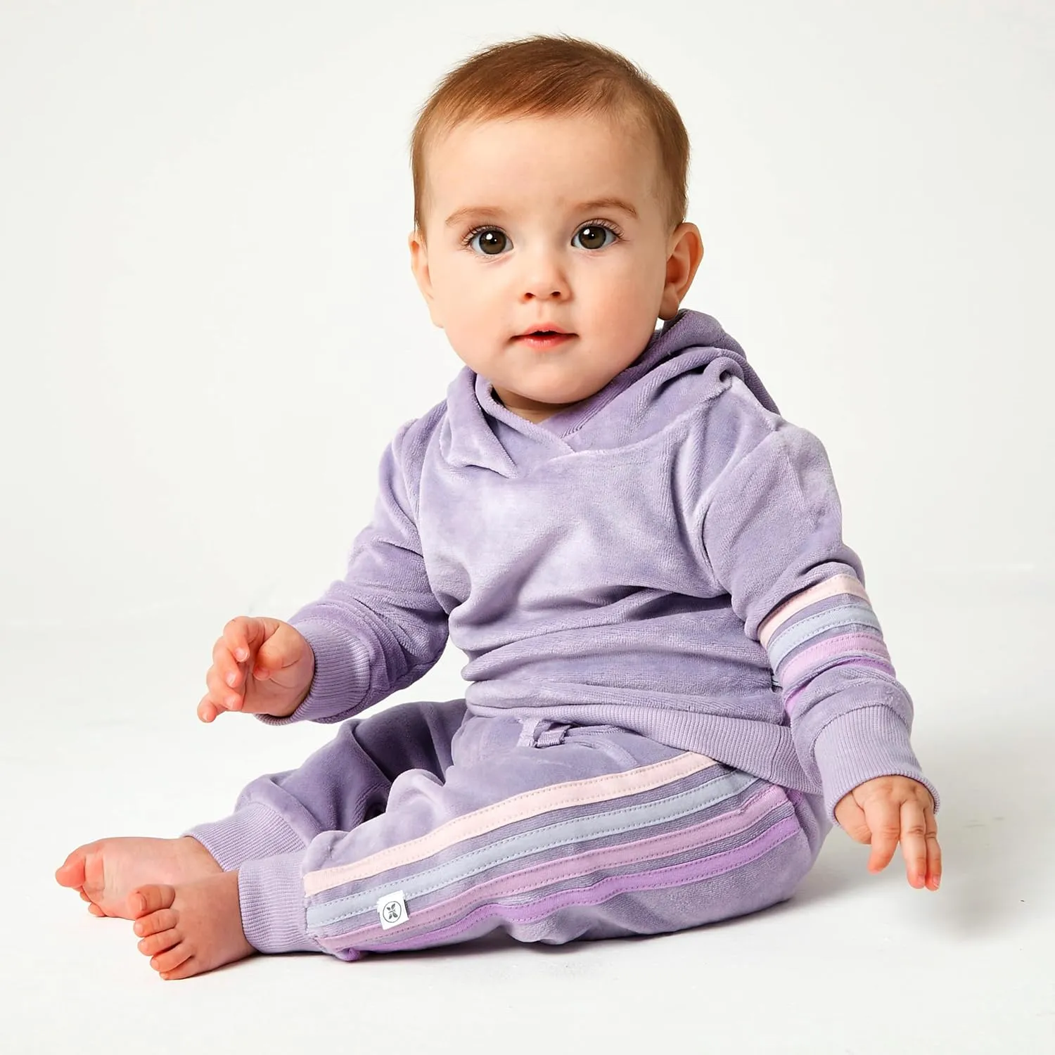 HonestBaby Velour Pullover Hoodie and Zip Front Sweatshirt and Jogger Sweatpants Set
