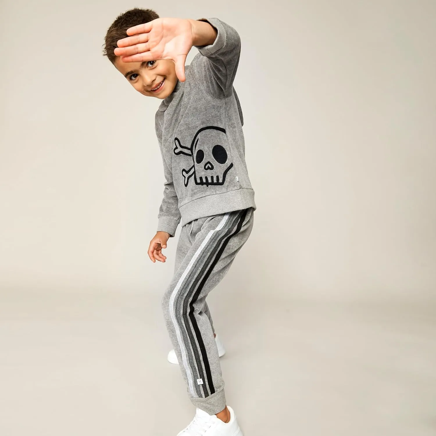 HonestBaby Velour Pullover Hoodie and Zip Front Sweatshirt and Jogger Sweatpants Set