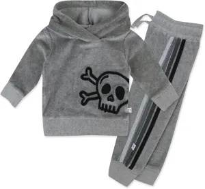 HonestBaby Velour Pullover Hoodie and Zip Front Sweatshirt and Jogger Sweatpants Set