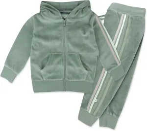 HonestBaby Velour Pullover Hoodie and Zip Front Sweatshirt and Jogger Sweatpants Set