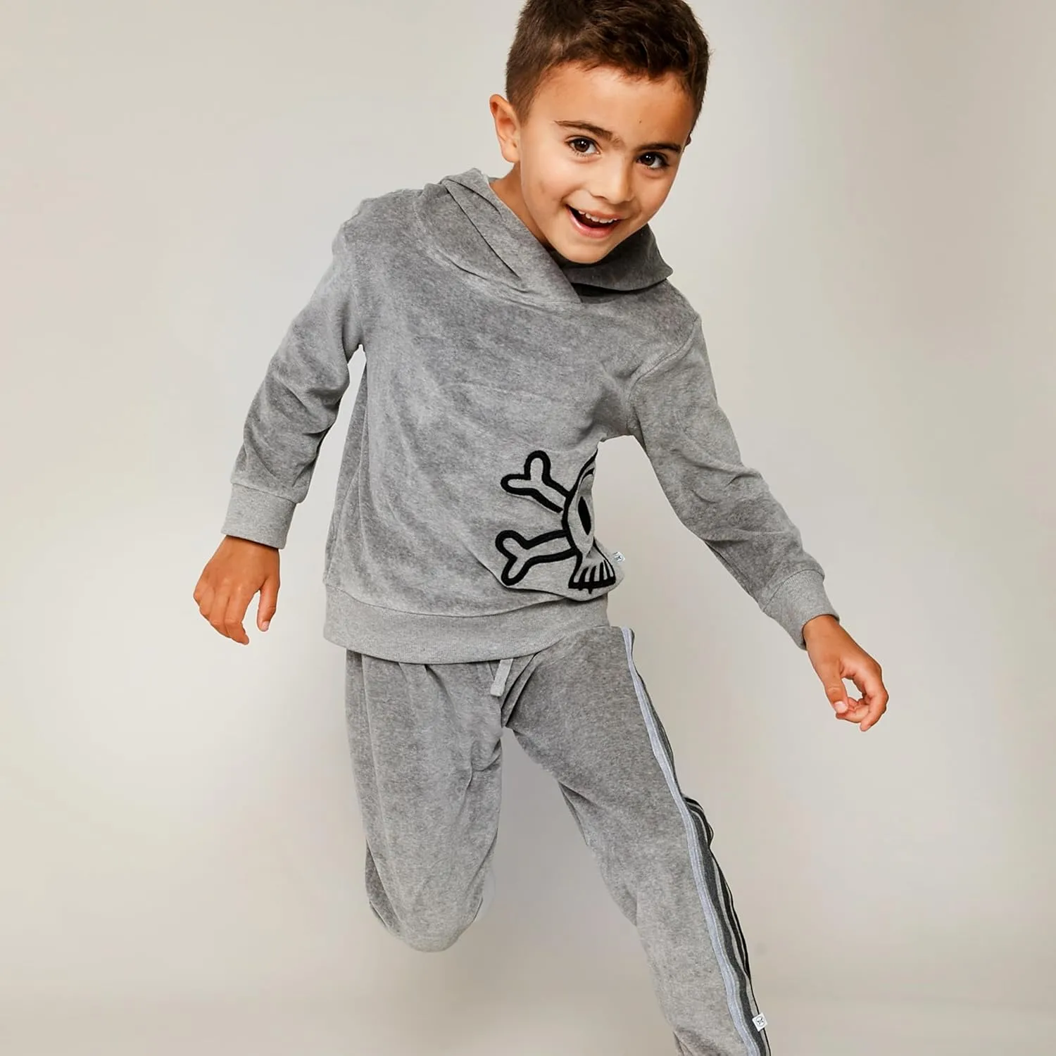 HonestBaby Velour Pullover Hoodie and Zip Front Sweatshirt and Jogger Sweatpants Set