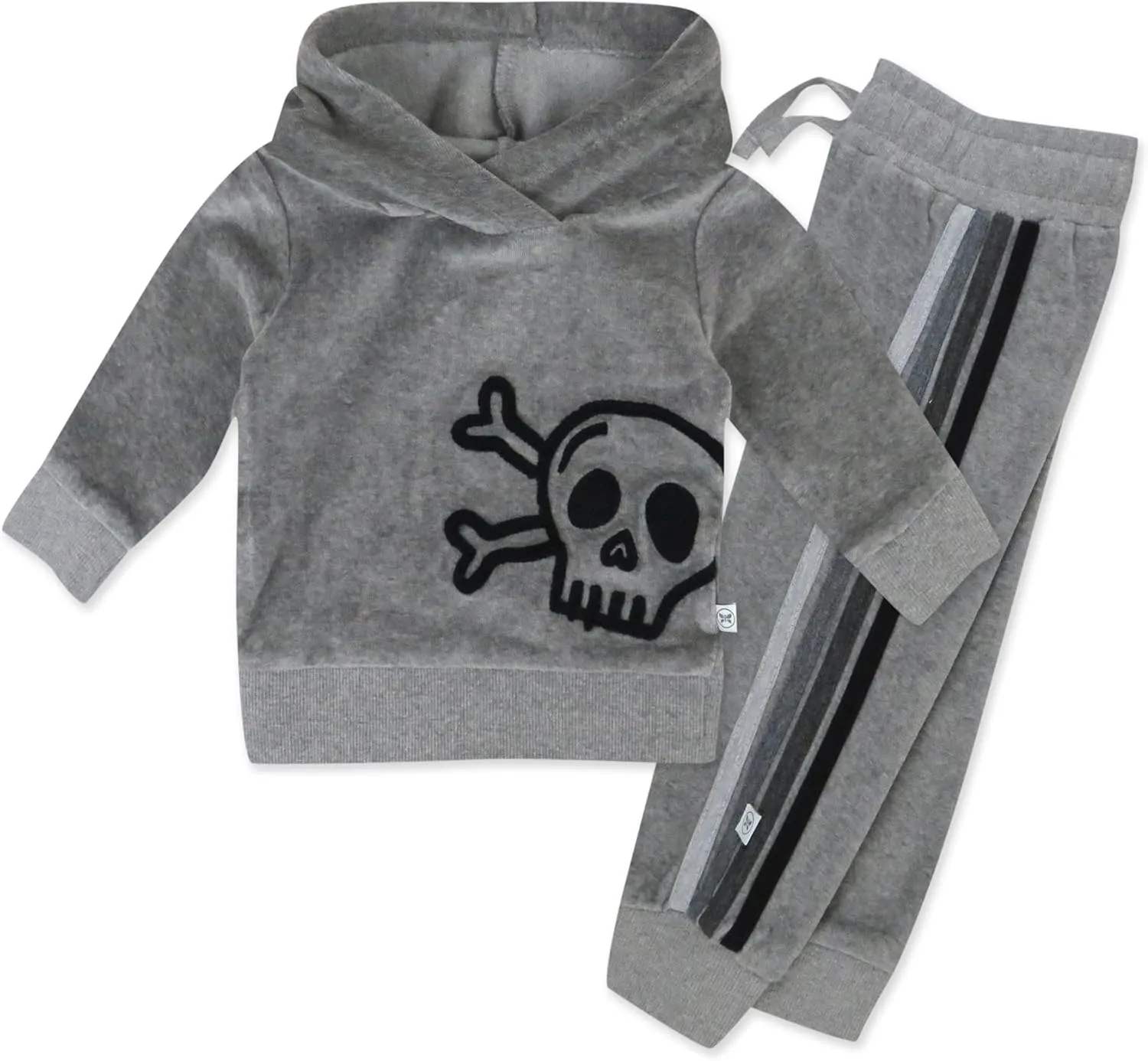HonestBaby Velour Pullover Hoodie and Zip Front Sweatshirt and Jogger Sweatpants Set