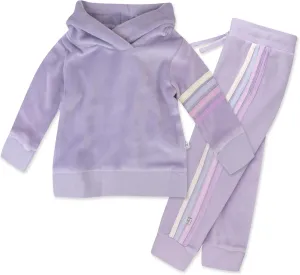 HonestBaby Velour Pullover Hoodie and Zip Front Sweatshirt and Jogger Sweatpants Set