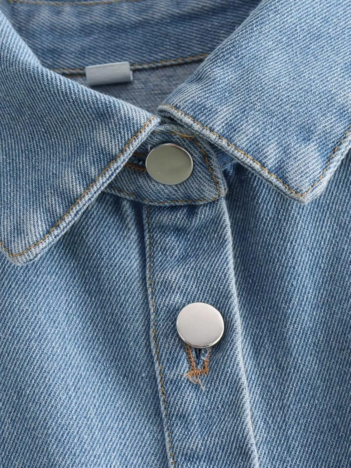 Hotmiss Womens Cropped Button Down Shirt Summer Collared Sleeveless Loose Denim Top with Pockets