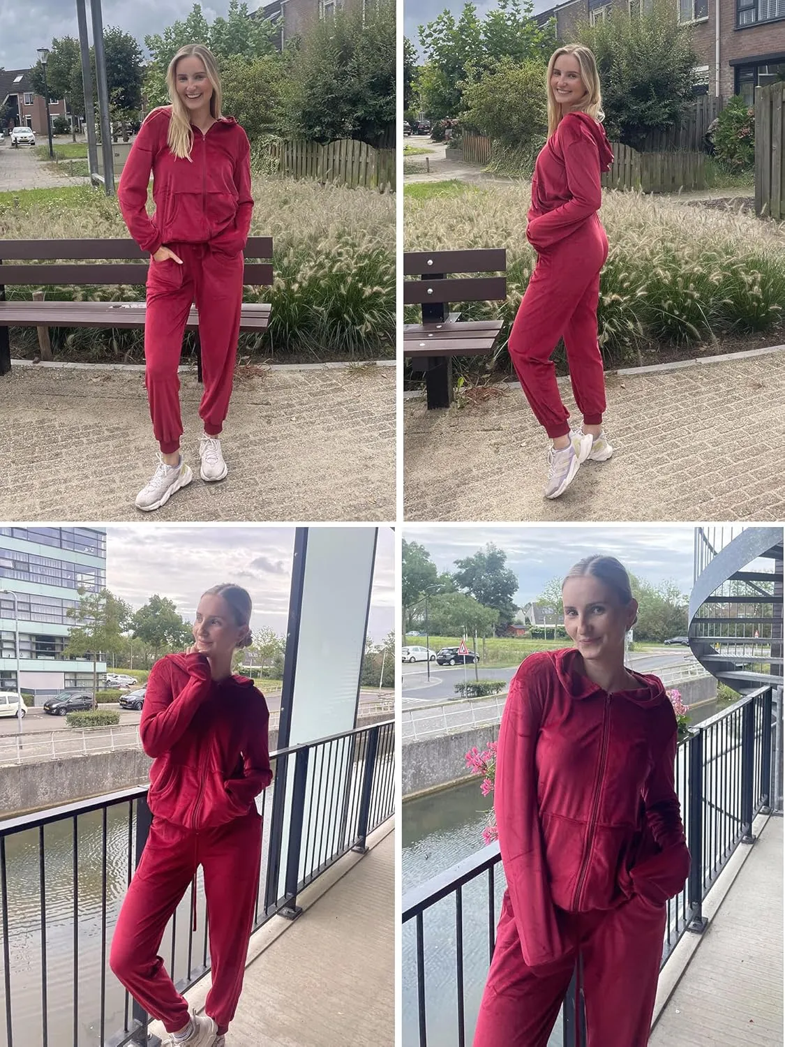 HOTOUCH Womens Casual Velour Tracksuit Set Full Zipper Hoodie Workout Pants Velvet Sweatsuit Jogging Suits XS-XXL