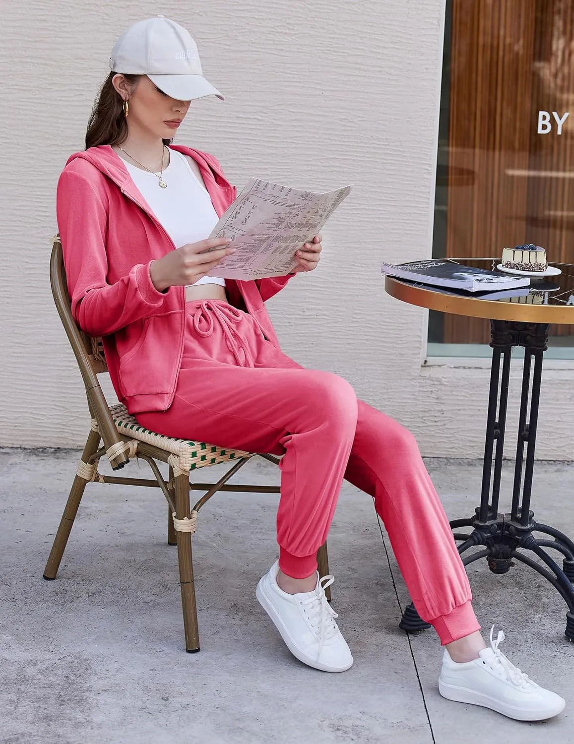 HOTOUCH Womens Casual Velour Tracksuit Set Full Zipper Hoodie Workout Pants Velvet Sweatsuit Jogging Suits XS-XXL